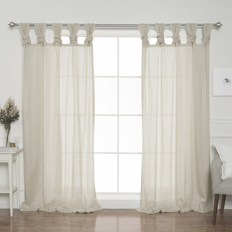 Gracie Oaks Weatherby Faux Linen Solid SemiSheer Twist Tab Top Curtain